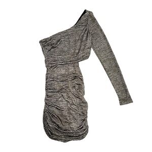 Forever 21 Charcoal Metallic Off-Shoulder Mini Dress Size S